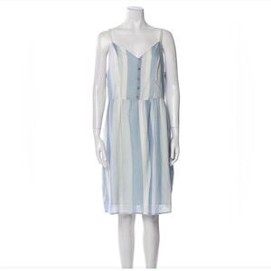 Joie Mommy & Me Linen Blend Blue & White Striped Knee Length Dress Size 10 NWT